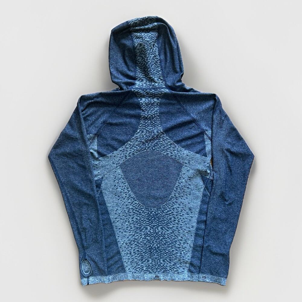 Target All In Motion Seamless Running Hoodie Blue Knit Women's Medium Thumbholes
